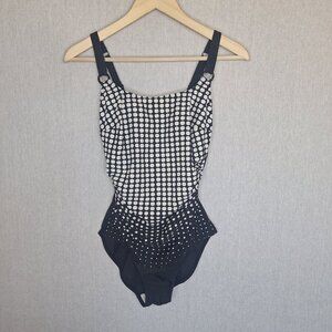 💙 Christina Polkadot One Piece Swimsuit Size 10 Comfy Flattering Preppy